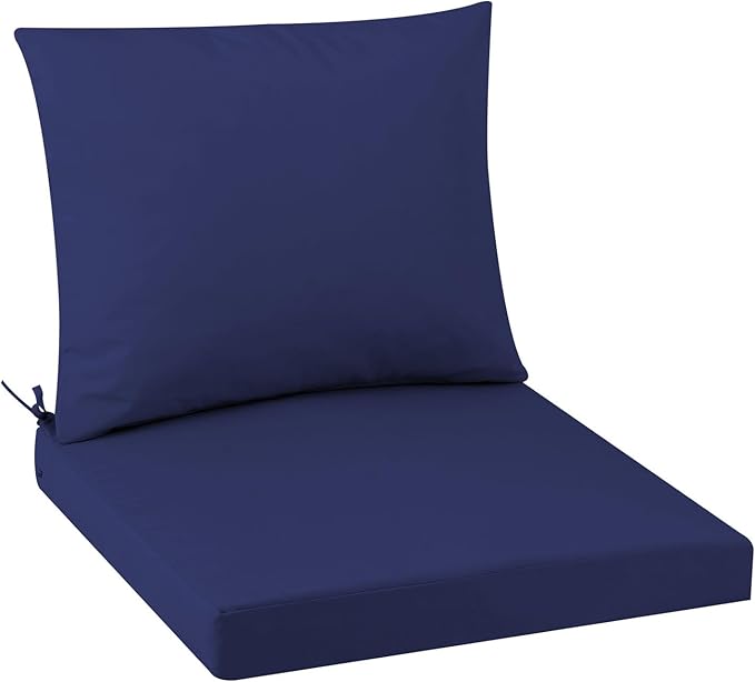 Outdoor Seat Cushion Set 22 x 22 In, Water-Resistant & Fade-Resistan, Patio Furniture Cushions with Removable Cover Deep Seat & Back Cushion with Handle and Adjustable Straps for Chair Sofa,1PC