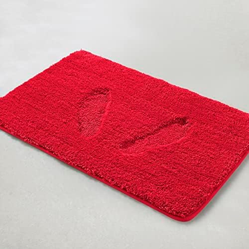 YHF Bathroom Runner Rugs 17" X 59", Extra Thick & Soft Microfiber Shaggy, Machine Washable Bath Mats, Absorbent Bath Rugs, Non-Slip Rubber Backing Bath Mat for Bathroom Floor, Tub and Shower, Red