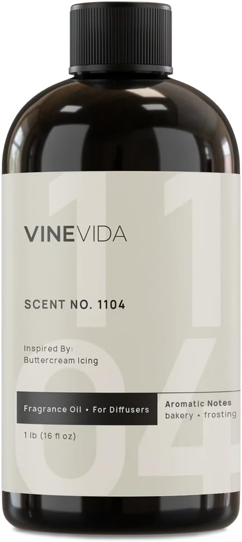 VINEVIDA [16 Fl Oz] Scent NO. 1104 Fragrance Oil For Cold Air Diffusers, Aromatic Notes of Buttercream frosting, creamy & Fresh bakery Essential Oils for Diffuser Oil Refill & Air Freshener Room Spray