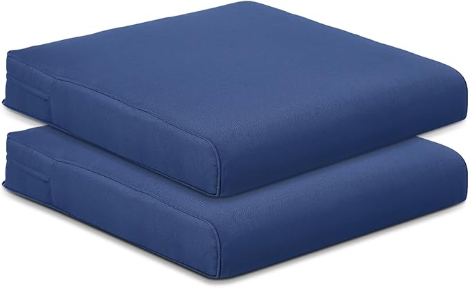 BPS 24x24 Inch Deep Seat Outdoor Cushion, Navy Blue Fade-Resistant and Water-Resistant Patio Chair Cushion for Wicker Chairs, Sofas, Love Seats