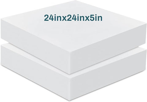 Frienda 2 Pack 5" x 24" x 24"Upholstery High Density Foam Cushion Replacement Square Cut to Size Foam Couch for Chair Couches Padding Shipping Packing DIY Cosplay Projects