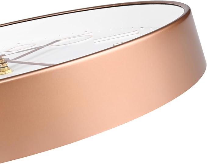 Wall Clock 10 Inch Battery Operated Modern Round Non-Ticking Wall Clocks for Kitchen, Office, Classroom (Rose Gold)