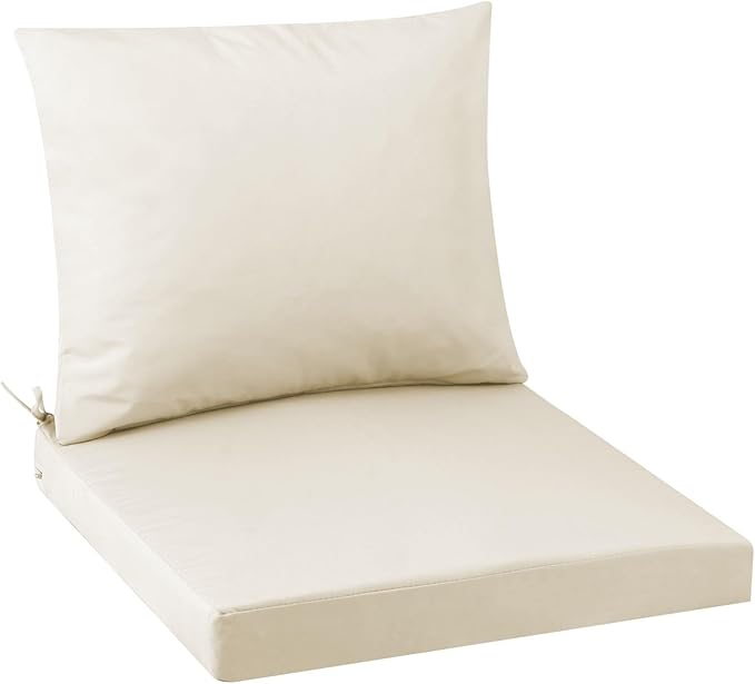 Outdoor Seat Cushion Set 19 x 19 In, Water-Resistant & Fade-Resistan, Patio Furniture Cushions with Removable Cover Deep Seat & Back Cushion with Handle and Adjustable Straps for Chair Sofa,1PC
