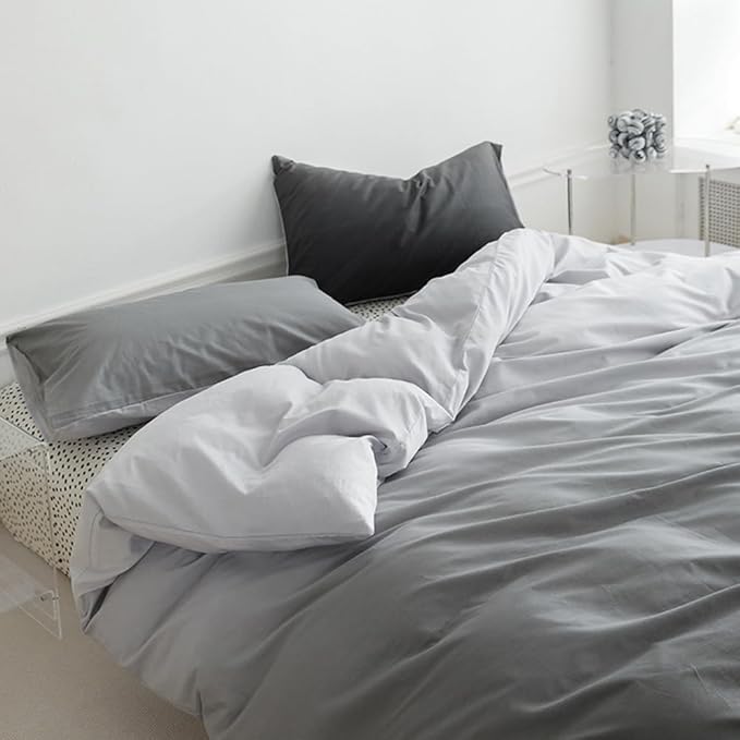 CLOTHKNOW Gray White Full Size Comforter Sets Grey Gradient Bedding Gray Bed Full Gray 3Pcs Gray Full Gradient Gray