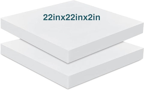 Frienda 2 Pack 2" x 22" x 22" Upholstery High Density Foam Cushion Replacement Square Cut to Size Foam Couch for Chair Couches Padding Shipping Packing DIY Cosplay Projects