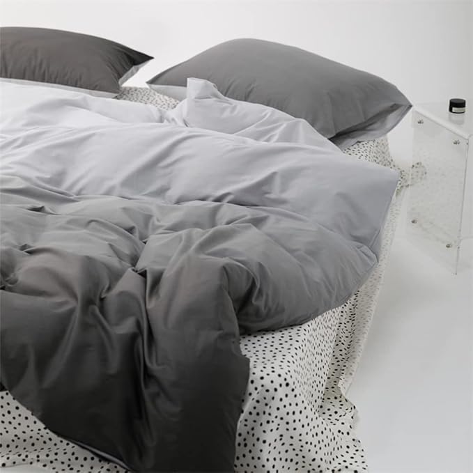 Pureant White Grey Gradient Comforter Sets King Women Men Solid White and Grey Bedding Comforters Cotton Modern Plain Dark Gray Gradient Quilts Watercolor Art Bedding Soft Sliver Grey Blankets Warm