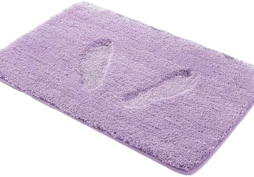 YHF Bathroom Rugs 17" X 24", Extra Thick & Soft Microfiber Shaggy, Machine Washable Bath Mats, Absorbent Bath Rugs, Non-Slip Rubber Backing Bath Mat for Bathroom Floor, Tub and Shower, Lavender