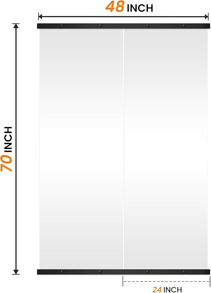 Home Gym Mirror for Wall, 70"x24"x2PCS Full Length Gym Mirror Frameless Wall-Mounted for Garage, Home Gym, Living Room, Bedroom(Black)