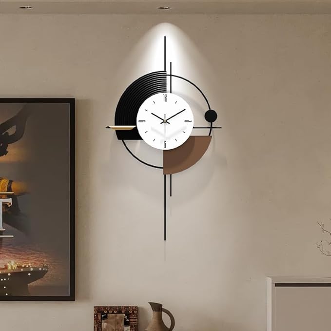 Modern Wall Clock for Living Room,Large Decorative Wall Clock,Digital Creative Silent Clock Battery Operated for Kitchen/Entryway/Bedroom/Office/Dinning Room Metal Wall Decor 18"X31"