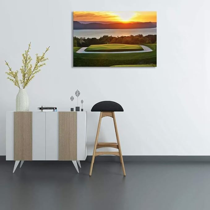 chenchenArt Sleepy Hollow 16 Hole Golf Course Wall Art for Living Room Bedroom Bathroom Home Decorations Sleepy Hollow Golf Course Picture Poster Canvas Prints Framed Ready to Hang(24''H x 36''W)