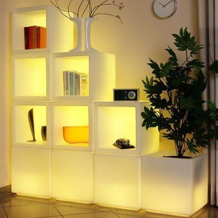 16-Inch LED Storage Cube Decorative Glow Furniture Waterproof Rechargeable RGB Color Changing Ice Bucket Flower Pot Planter w/Remote Party Night Romantic Indoor Outdoor Lighting