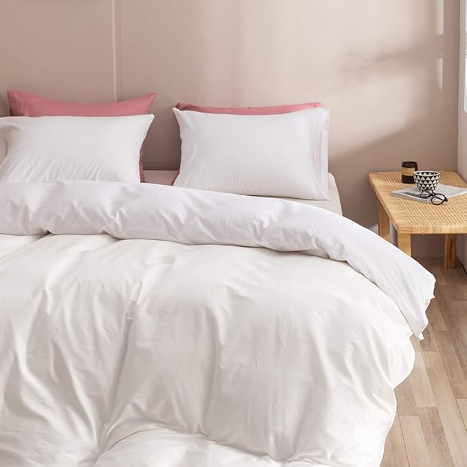 Wellboo White Comforter Sets Plain Color Bedding Comforter Sets California King Women Men All White Bedding Adults Teens Light Color Cal King Quilts Pure Solid Color Blankets Breathable Health Warm
