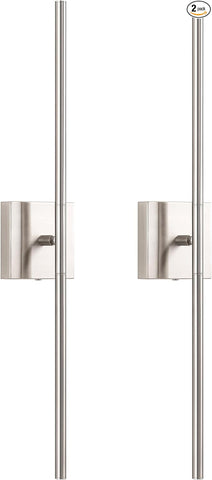 KDG Cordless Wall Sconces Set of 2, Wireless 7000mAh Rechargeable Battery Operated LED Wall Lamps with Remote, 360° Rotate Lightings for Wall Painting, Bedroom, Hallway, Night Light 23.6 inch (Nickel)