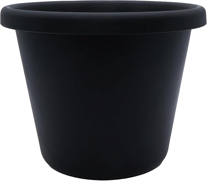 The HC Companies Classic Round Plastic Plant Pot w/Rolled Rim - Lightweight & UV Resistant Flower Pot for Herbs & More - Outdoor & Indoor Plant Pots w/Drainage (17 inch Black, Pack of 1)