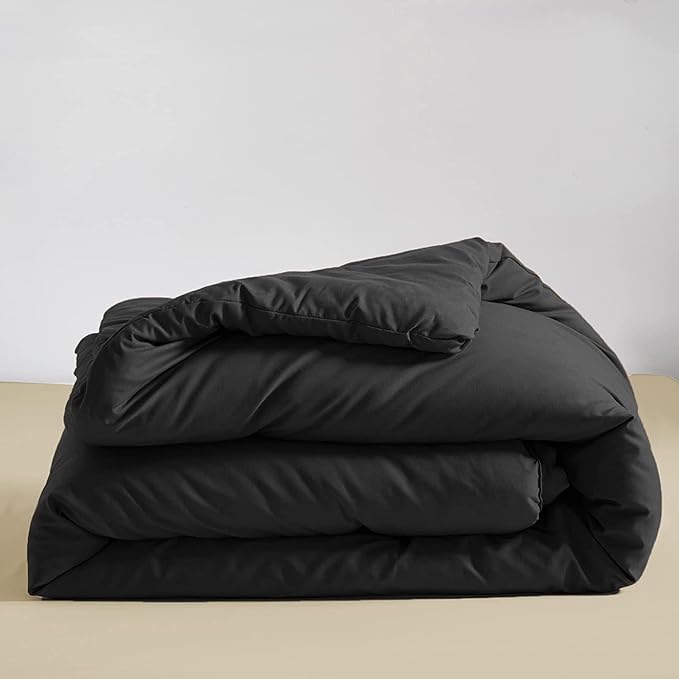 Luxlovery Black Comforter Set Twin Teen Kids Boys Solid Black Bedding Comforter Twin Size Dark Color Quilts Blanket Soft Breathable Lightweight Fluffy Comforter Set Twin Size