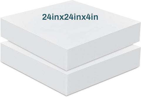 Frienda 2 Pack 4" x 24" x 24" Upholstery High Density Foam Cushion Replacement Square Cut to Size Foam Couch for Chair Couches Padding Shipping Packing DIY Cosplay Projects