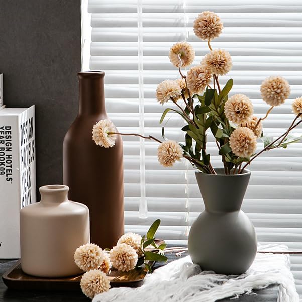 Ceramic Flower Vase Without Dried Fake Flowers, Centerpiece vases for Table, Modern Vases for Home Decor- 3 Pcs