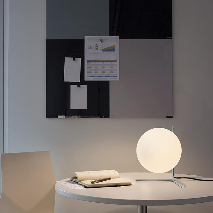 BOKT Modern Globe Table Lamp Chrome Simple Desk Lamp Bedside Nightstand Small Lamp Nordic Creative Design White Glass Ball Reading Lights for Study Living Room Bedroom Children Room Cabinet Farmhouse