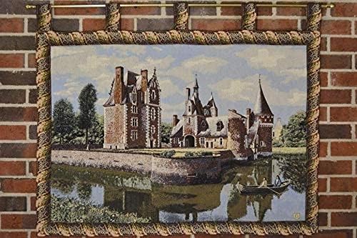 Tache Victorian Style Chateau du Moulin Woven Tapestry Wall Hanging 28 x 41 inch Fine Art Home Decor with Hanging Loops