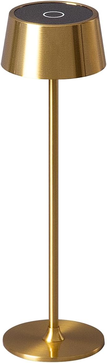 DAWALIGHT Cordless Table Lamp 4000mAh Portable Cordless Lamp LED Rechargeable Lamp Stepless Dimming Copper Battery Operated Portable Tempered Glass 2700K Copper Base