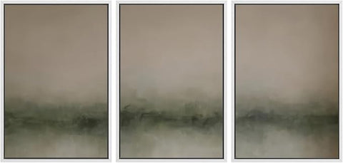 SIGNWIN Framed Wall Art Print Set Neutral Green Abstract Contemporary Misty Landscape Photography Modern Art Minimalist Closeup Dramatic for Living Room, Bedroom, Offic - 24"x36"x3 WHITE
