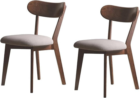 100% Solid Oak Wood Dining Room Chairs - Practical Kitchen Chairs - Wood Chair for Dining Room, Kitchen (2, Walnut with Grey Cushion)