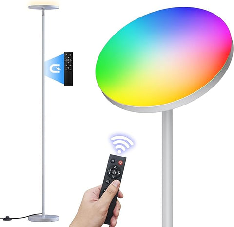 𝐑𝐆𝐁 Torchiere Floor Lamps for Living Room, 32W/3200LM Bright LED Standing Lamp with Remote, Modern Color Changing Tall Lamp with Stepless Dimming, 69" Corner Floor Lamp for Bedroom, Office