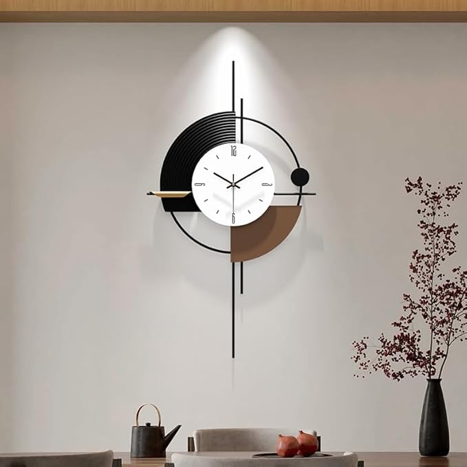 Modern Wall Clock for Living Room,Large Decorative Wall Clock,Digital Creative Silent Clock Battery Operated for Kitchen/Entryway/Bedroom/Office/Dinning Room Metal Wall Decor 18"X31"