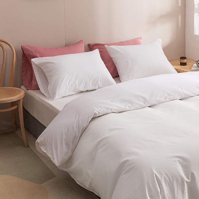 Wellboo White Comforter Sets Full Solid White Bedding Comforters Cotton Plain White Bed Quilts Full Modern White Warm Bedding Women Men All White Durable Comforters Soft Health Pure White Bedding Full