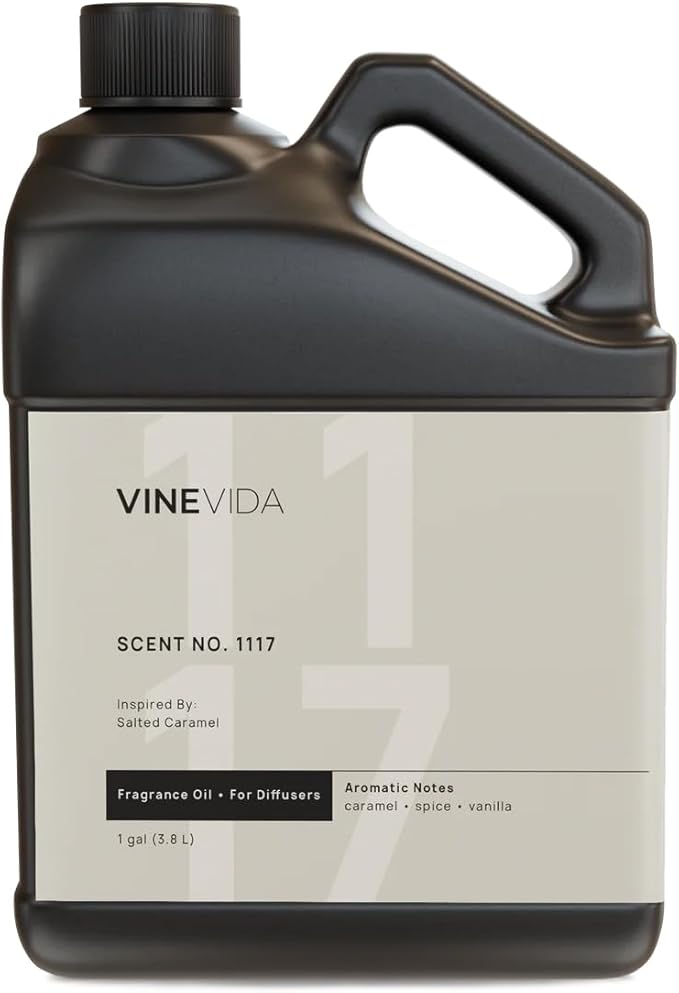 VINEVIDA [Gallon (128 Fl Oz)] Scent NO. 1117 Fragrance Oil for Cold Air Diffusers, Aromatic Notes of Caramel Spice, Salt & Vanilla Essential Oils for Diffuser Oil Refill & Air Freshener Spray