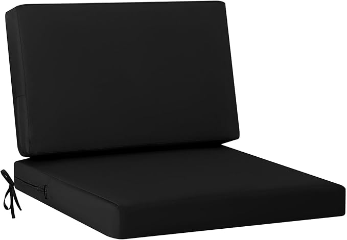 idee-home Outdoor Cushions for Patio Furniture, Outdoor Seat Cushion, Waterproof Couch Hampton Bay Deep Seat Replacement Chair Cushions for Garden Lawn Backyard Deck, 28.5 x 28.5 Black