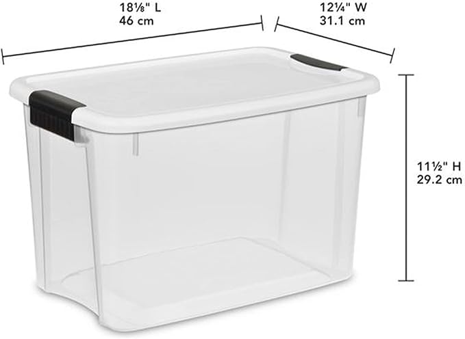 Sterilite 30 Quart (6 Pack) & 18 Quart (6 Pack) Clear Plastic Stackable Storage Container Bin Box Tote with White Latching Lid Organizing Solution