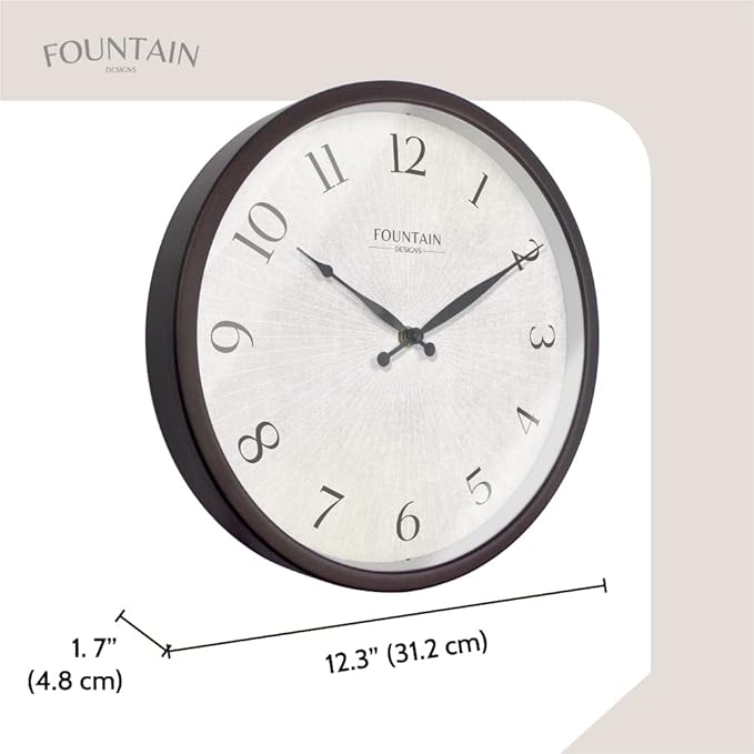 Modern Farmhouse Clock, No Ticking Silent Clock, Modern and Vintage (Oil Rubbed Bronze, 12 inch)
