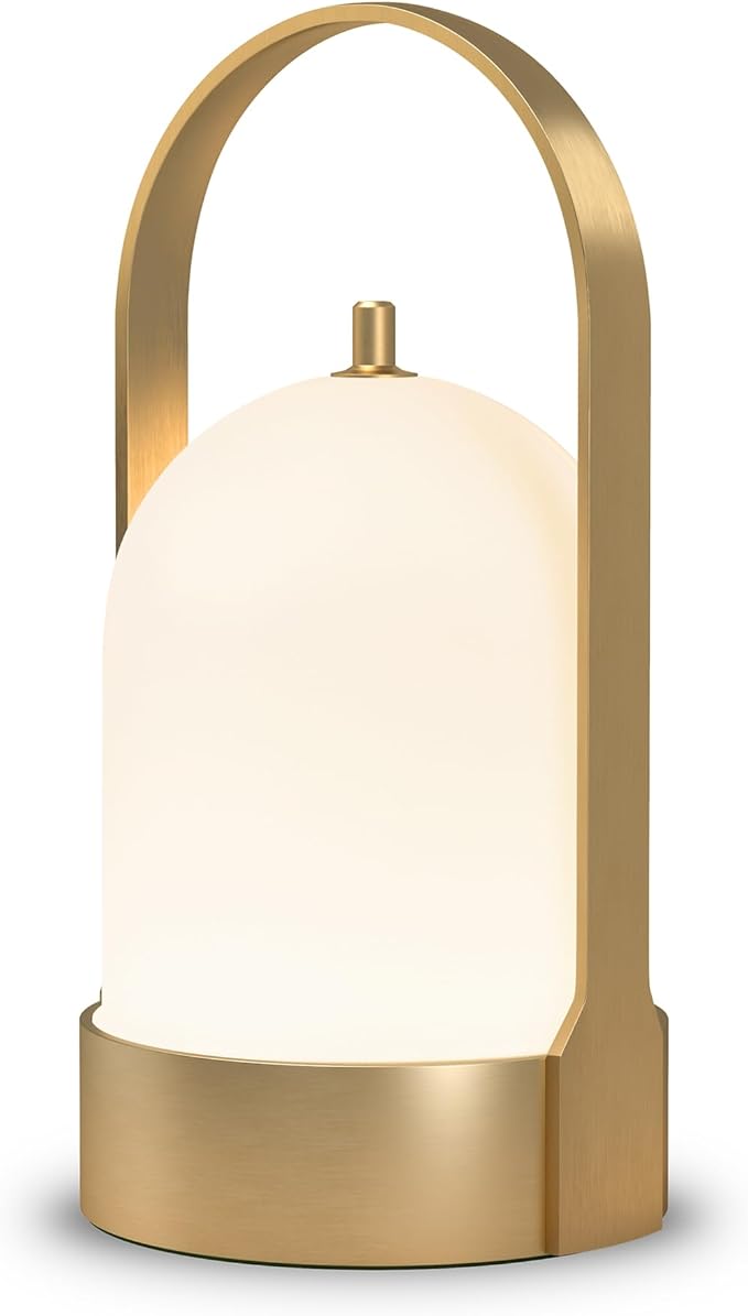 Tubicen Portable Lamp, Battery Operated Cordless Outdoor Table Lamps Rechargeable 4-Level Touch Dimmable IP44 Shower Lamp, Night Light for Patio Camping Dining Room Bedroom (Brass, Waterproof)