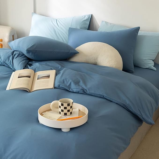 CLOTHKNOW Lake Blue Queen Comforter Set 3Pcs Blue Bedding Comforter Sets Soft Girls Women Blue Comforter Queen with 2 x Pillow Cases
