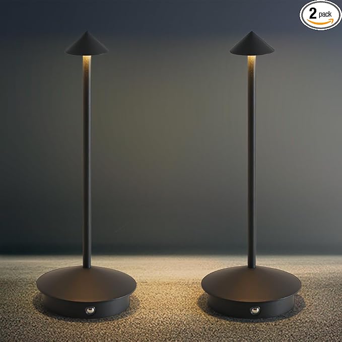 LED Cordless Table Lamps, Portable Rechargeable 6000mAh Outdoor Lights, 3 Color Stepless Dimming Battery Powered Bedside Table Lamp,wireless Touch Lamp For Bedroom/Kitchen Lamp/Camping/Patio(Black）