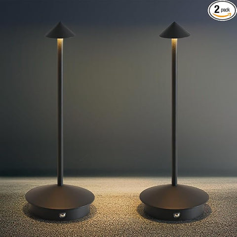 LED Cordless Table Lamps, Portable Rechargeable 6000mAh Outdoor Lights, 3 Color Stepless Dimming Battery Powered Bedside Table Lamp,wireless Touch Lamp For Bedroom/Kitchen Lamp/Camping/Patio(Black）