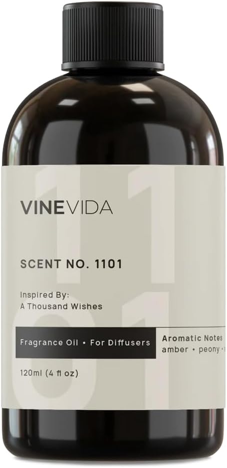 VINEVIDA [4 Fl Oz] Scent NO. 1101 Fragrance Oil for Cold Air Diffusers, Aromatic Notes of Amber Peony Starfruit, Essential Oils for Diffuser Oil Refill & Air Freshener Room Spray
