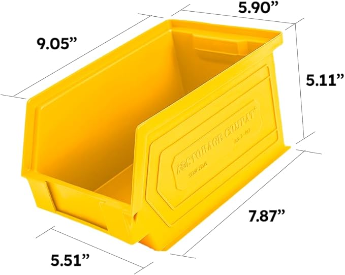 Plastic Storage Bins, Hanging, Stackable, Storage Organizer Bin for Warehouses, Workshops 9-Inch x 5-Inch x 5-Inch, Yellow, 12-Pack
