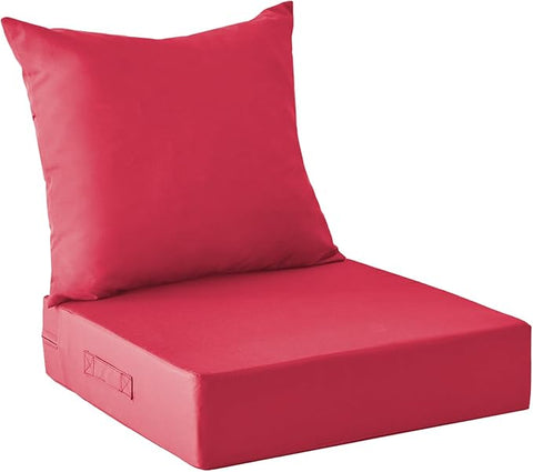 Outdoor Cushions for Patio Furniture,Outdoor Seat Cushion Set 24 x 24 x 4 Inch,Waterproof & Fade Resistant Outdoor Chair Cushions,Deep Patio Chair Cushion with Removable Cover,Burgundy