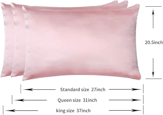 100% Mulberry Silk Pillowcases Set of 2 for Hair and Skin and Super Soft and Breathable Standard Size Nature Silk Pillowcases (Standard, Pink)