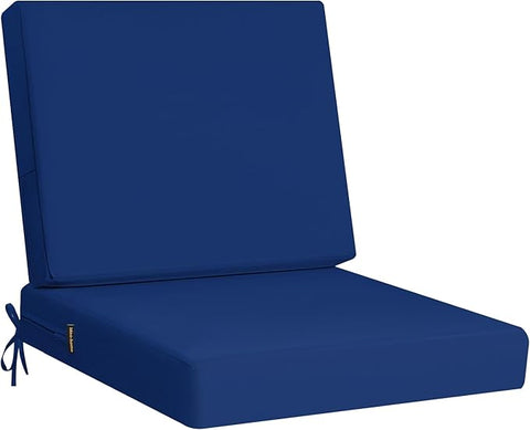 idee-home Outdoor Cushions for Patio Furniture, Outdoor Seat Cushion, Waterproof Couch Hampton Bay Deep Seat Replacement Chair Cushions for Garden Lawn Backyard Deck, 24 x 26 Navy Bue