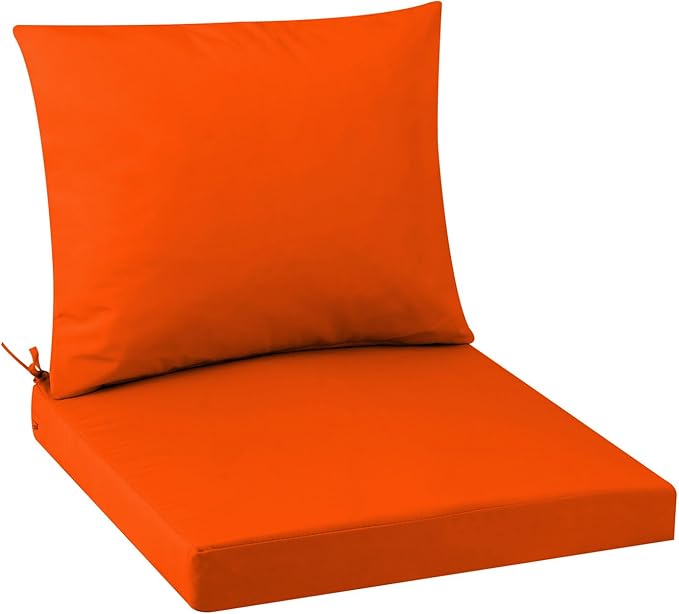 Outdoor Seat Cushion Set 19 x 19 In, Water-Resistant & Fade-Resistan, Patio Furniture Cushions with Removable Cover Deep Seat & Back Cushion with Handle and Adjustable Straps for Chair Sofa,1PC