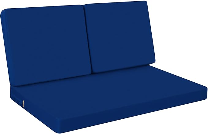 idee-home Outdoor Loveseat Cushions, Waterproof Patio Loveseat Cushion, Outside Couch Hampton Bay Deep Seat Cushion Replacement Set, Patio Love Seat Sofa Cushions for Furniture, 46" x 26" Navy Blue
