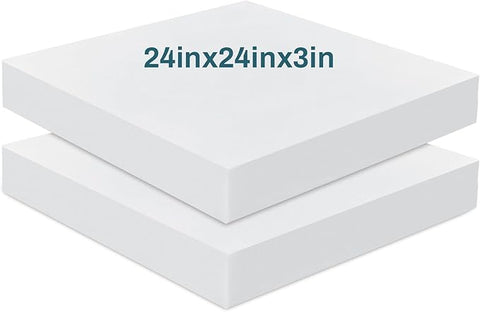 Frienda 2 Pack 3" x 24" x 24" Upholstery High Density Foam Cushion Replacement Square Cut to Size Foam Couch for Chair Couches Padding Shipping Packing DIY Cosplay Projects