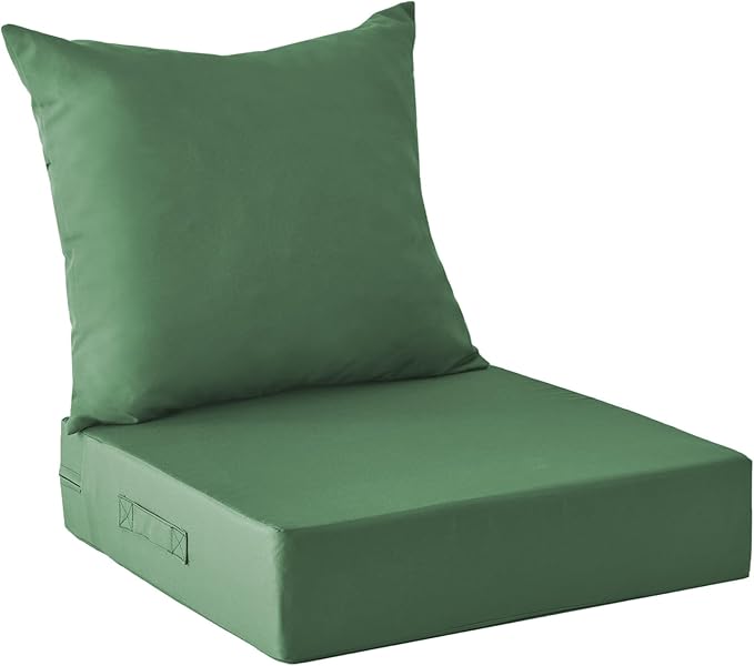 Outdoor Cushions for Patio Furniture,Outdoor Seat Cushion Set 24 x 24 x 5.75 Inch,Waterproof & Fade Resistant Outdoor Chair Cushions,Deep Patio Chair Cushion with Removable Cover,Forest Green