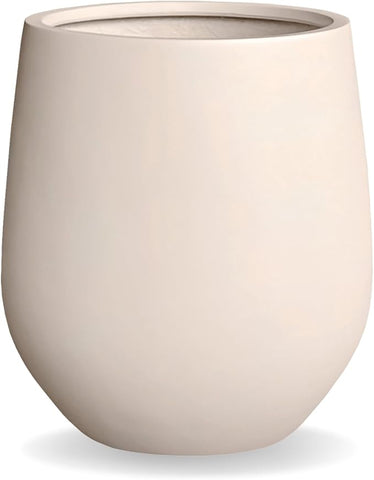 21" H x 19" D Corso Fiberstone Round Tapered Planter with Drainage Hole, Smooth Finishes, Weather Resistant for Indoor and Outdoor Use (Kilim Beige)