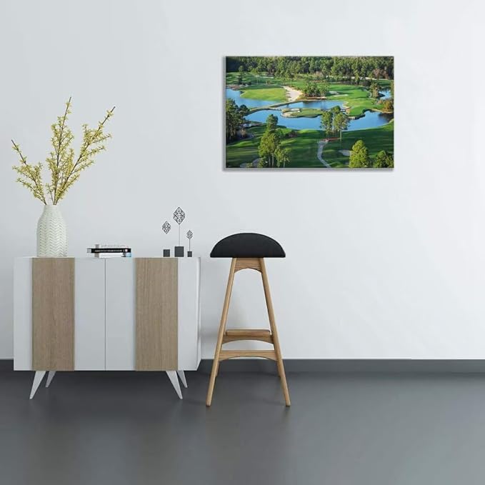 chenchenArt King's North Golf Course Wall Art for Living Room Bedroom Bathroom Home Decorations Myrtle Beach National Club Picture Canvas Prints Modern Artwork Framed Ready to Hang(12''H x 16''W)