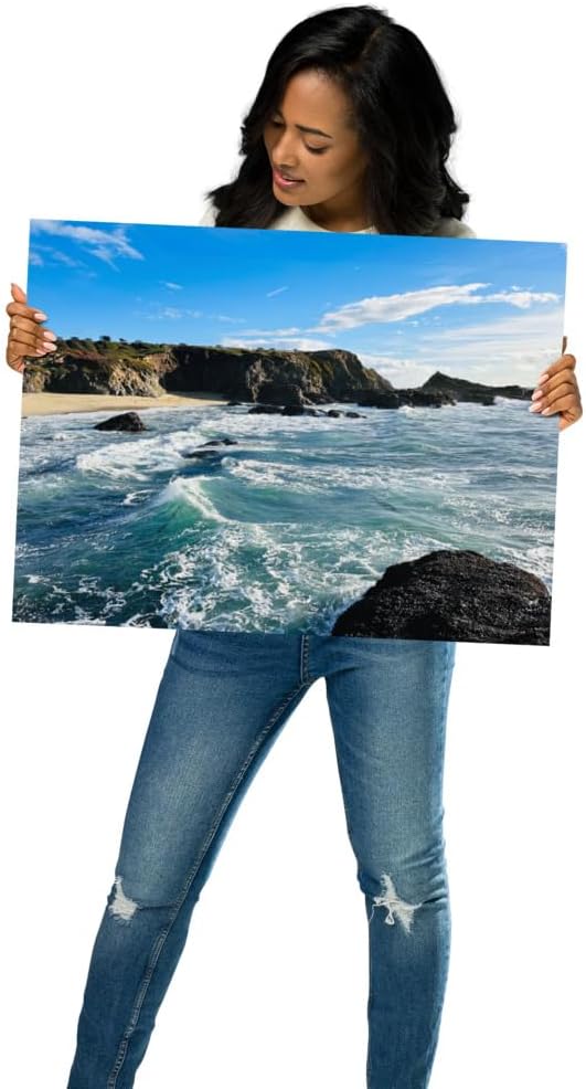 Bodega Bay Coastal Poster – Ocean Photography Wall Art Print – California Nature Landscape – Horizontal Seascape Decor – Picture for Living Room or Bedroom (18x24 inches) - Unframed Poster