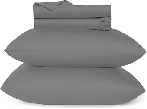 URBANHUT 700 Thread Count Egyptian Cotton Sheets Twin Size, 4Pc Sheet Set Soft Luxury Bed Sheets for Twin Size Bed, Sateen Weave Hotel Sheets, 14'' Elasticized Deep Pocket - Dark Grey
